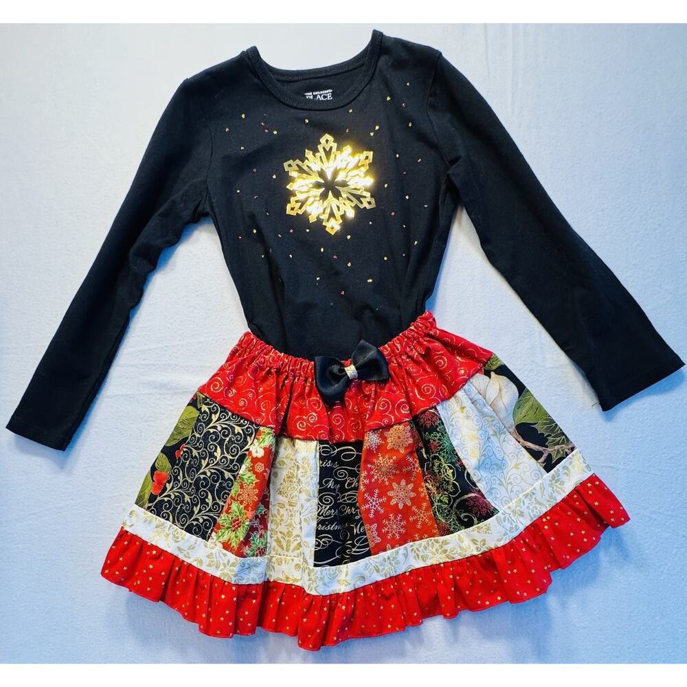 Handmade Holiday Skirt, Shirt The Children’s Place With Handmade Holiday Deco 5T